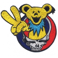 GRATEFUL DEAD STEAL YOUR FACE PEACE OUT DANCING BEAR PATCH