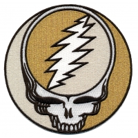 GRATEFUL DEAD XL STEAL YOUR FACE GOLD SPARKLE PATCH