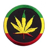 Rasta Pot Leaf Circle Patch