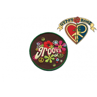 GROOVY BROWN CIRCLE FLOWERS PATCH