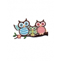 Three Owls Family On Branch Patch