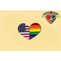 American Flag Rainbow Heart Lapel Pin