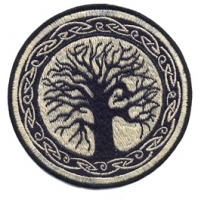 TREE WITH CELTIC TRIM HAND EMBROIDERED PATCH