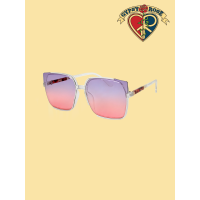 Cat Eye Square Colored Lens With Metal Detail Sunglasses