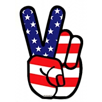 PEACE FINGERS FLAG STICKER