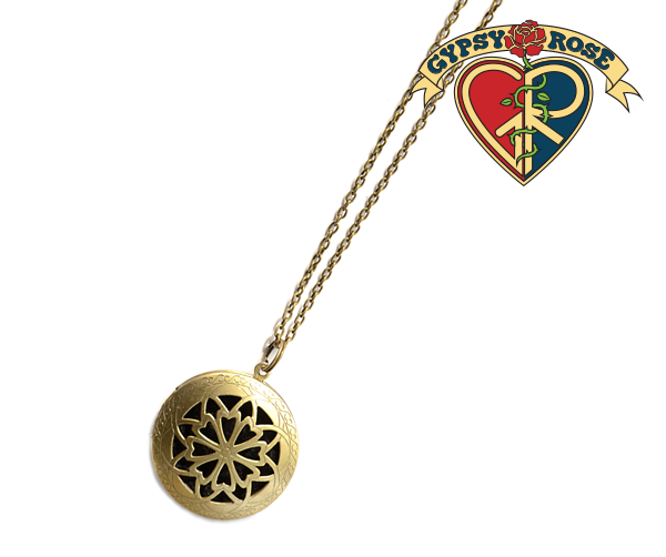 Essential Oils Gold Cut Out Diffuser Necklace: Gypsy Rose