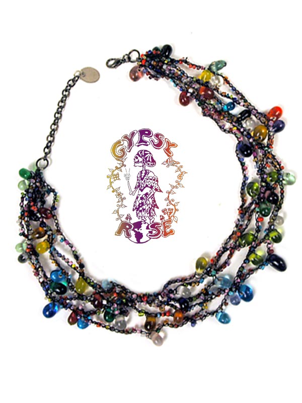 Shake Rattle & Roll Six Row Glass Bead Necklace: Gypsy Rose