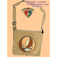 Grateful Dead Steal Your Face With Tribal Border Hand Embroidered Cotton Large DJ Bag