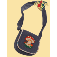 Mushroom Embroidered Corduroy Gumdrop Bag