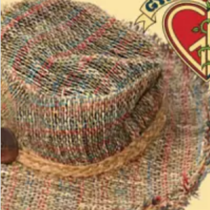 Woodstock Boogie Woven Hemp Hat with Wood Button